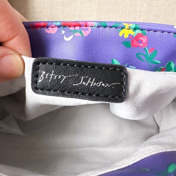 Betsey Johnson Rhinestone Convertible Periwinkle Floral Crossbody Handbag - Picture 8 of 12